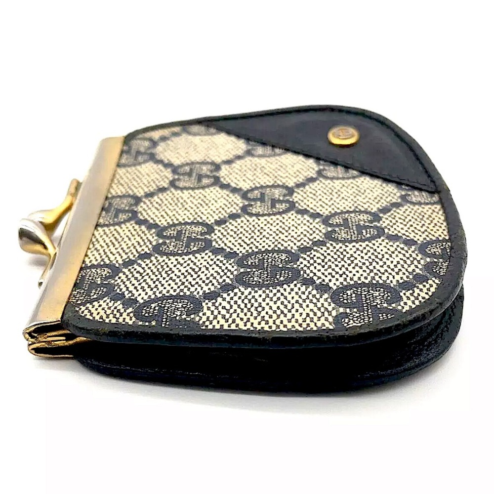 GUCCI GG Supreme Kiss Lock Navy Blue Monogram Coin Purse Change Wallet - Picture 4 of 9
